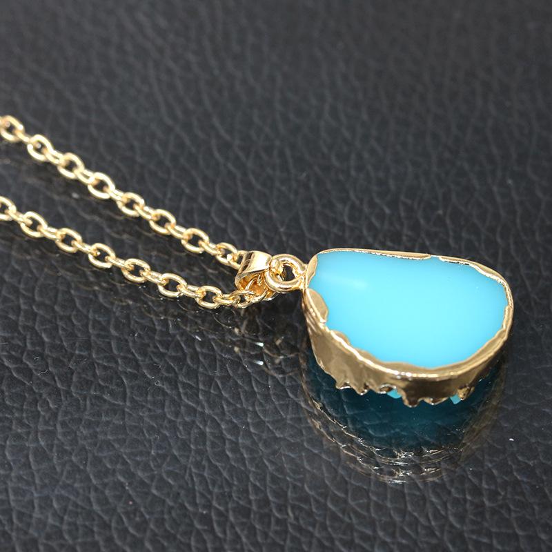 Natural Resin Crystal Stone Necklace Jewelry Fashion Geometric Gemstone Clavicle Chain