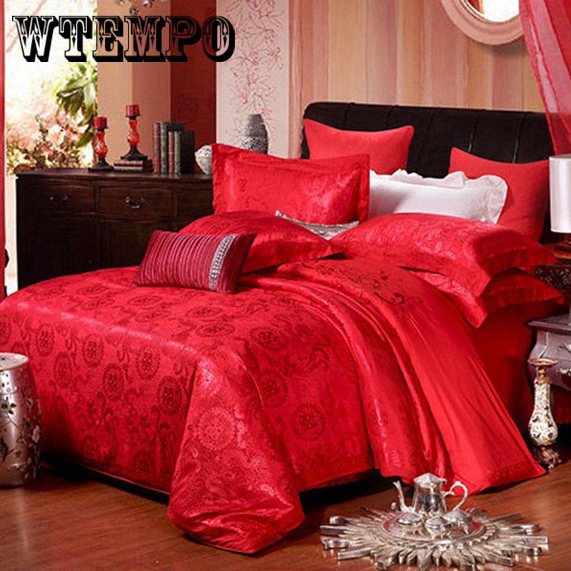 Jacquard Bedding Set Luxury Satin Bed Set Duvet Cover King Queen Bedclothes Bed Linen Sets