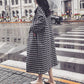Fashion Plaid Coat Ladies Loose Long Woolen Coats Winter Trench Single Breasted Overcoat