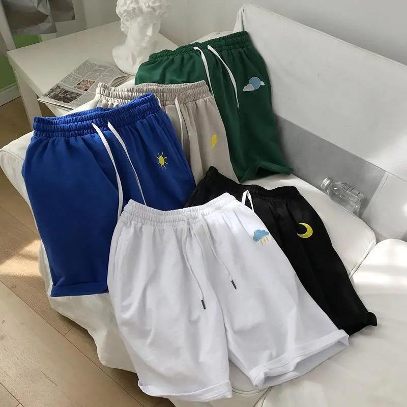 Summer Boys Shorts Cute Printed Five-point Pants Loose Solid Color Straight Casual Beach Pants All-match Men's Pants