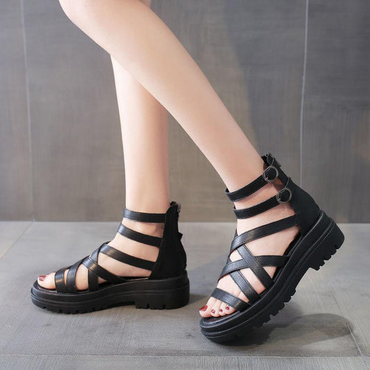 Roma Shoes with Thick Soles Fish Mouth Women's Summer Sandals  Soft Sole Casual Beach Shoes