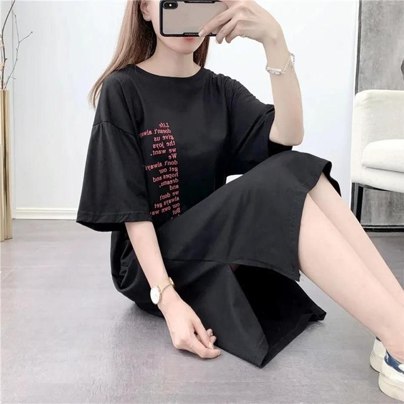 Cotton Simple Style Women's Summer Dress Short Sleeve Round Neck Solid Color Knee-length Daily Wear