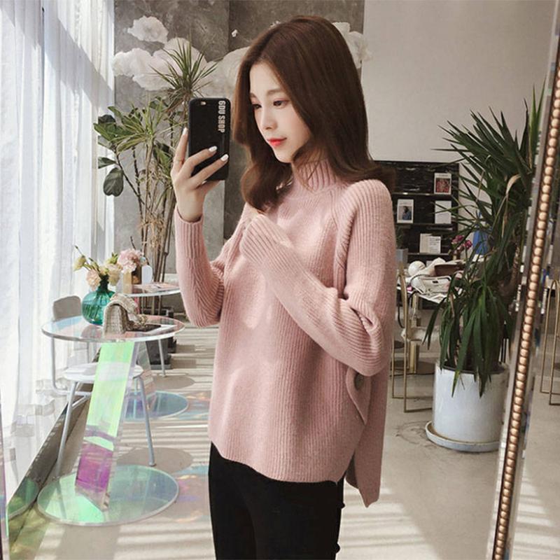 Pofulove fashion short knitted base shirt women half-neck women's decoration slim slim all-match