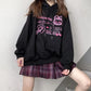 Sweatshirts Anime Hoodies Pink Cartoon Printed Hooded Tops Black Fashion Streetwear Fall Winter Pullover Hoodies Loose Harajuku Hip Hop Sweatshirt