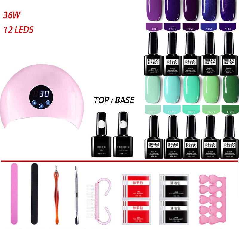 UV Lamp For Nail UV Gel Nail Polish Kit Manicure Machine Art Tools Set Top Base Varnish