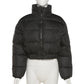 2021 New Women Parkas Thick Warm Winter Jackets Solid Black Blue Fashion Night Club Sexy Short Coats Crop Tops Turtleneck Casual Female Down Jacket N