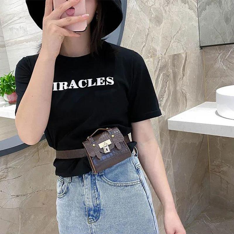 Small Waist Bag Women's Waist Fashion All-match Chest Bag Pin Buckle Belt Decoration Free Perforated Belt Detachable Mini Bag