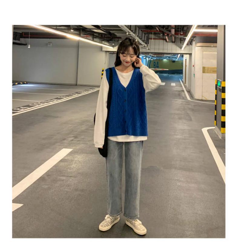 WTEMPO High-waisted Jeans Female Loose Student Was Thin Wide-leg Pants New Wild Trend Retro Straight Pants