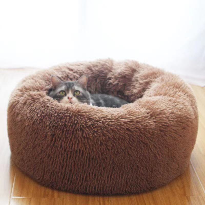 Dog Bed Mat Round Plush Cat Bed Soft Warm Pets Nest Kennel Small Pet Cushion Sleeping Sofa Cotton Bed Dogs House Winter Warm Beds Doggy Sleep Mat