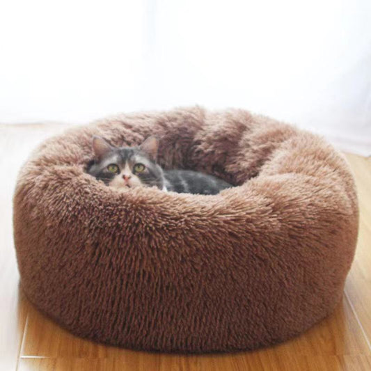 Dog Bed Mat Round Plush Cat Bed Soft Warm Pets Nest Kennel Small Pet Cushion Sleeping Sofa Cotton Bed Dogs House Winter Warm Beds Doggy Sleep Mat