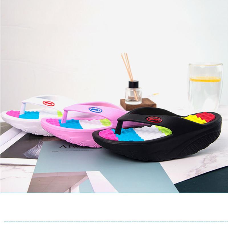 Net Red Flip-flops Female Thick Bottom Summer Outside Wear Sandals Beach Shoes Shake Massage Bathroom Non-slip Slippers