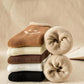 4 Pairs Women's Thick Socks Cute Smile Face Stockings Japanese Autumn Winter Warm Plus Velvet Socks Solid Color Indoor Floor Socks