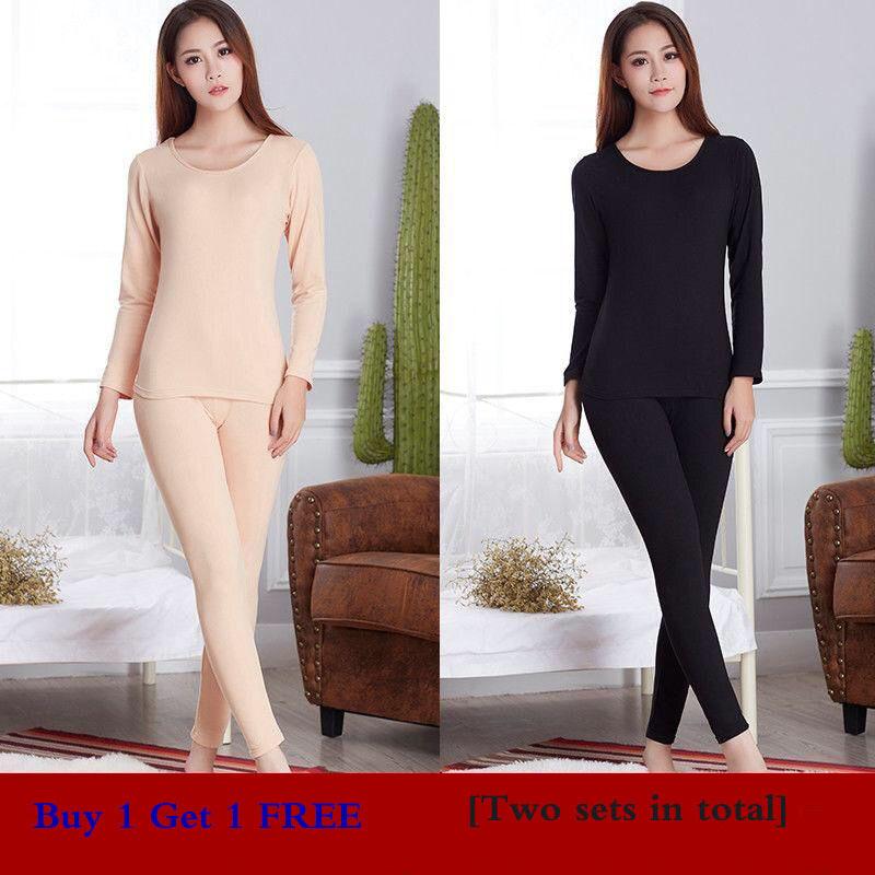 Warm Women's Underwear Plus Velvet Bottoming Shirt Women's Suit Thin Body Slimming Plus Size Pajamas Buy One Set and Get One Set Free