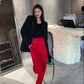 Christmas Red Jeans Female Spring Autumn High Street Loose Straight Mop Wide Legs Tide