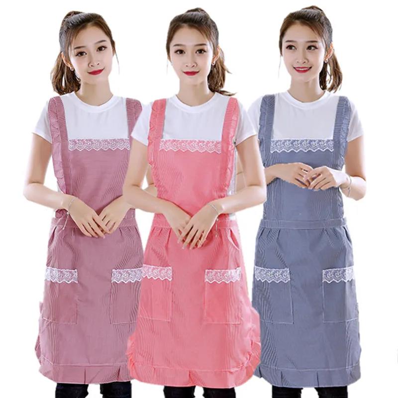Apron Women's Double Layer Anti-oil Princess Waist Skirt Kitchen Smock Adult Housework Overalls Cute Maid Apron Ruffle