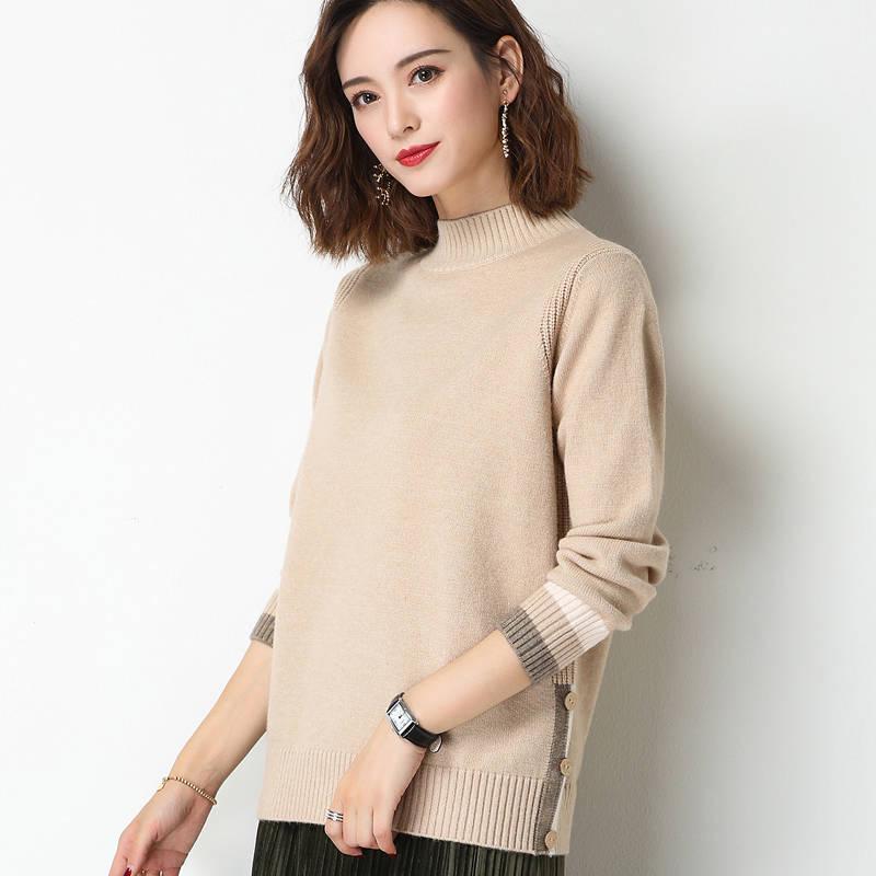 Half-Turtleneck Knitted Sweaters Women Long Sleeve Thick Soft Sweater Pullovers Winter Solid Bottoming-shirt