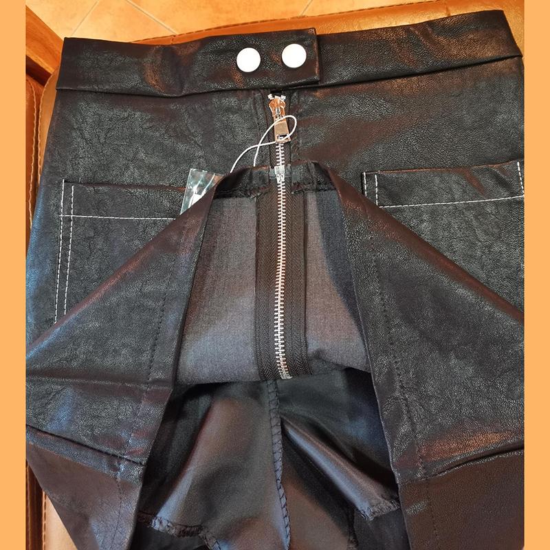 Women's Sexy Leather Skirt Glossy PU leather short Solid zipper Mini Skirt