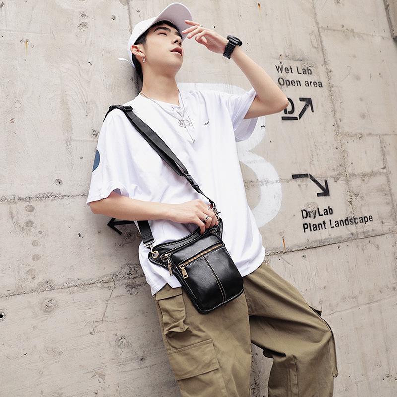 Waist Bag Men Pu Leather Waterproof Multi-layer Zipper Messenger Bag Outdoor Sports Shoulder Bag
