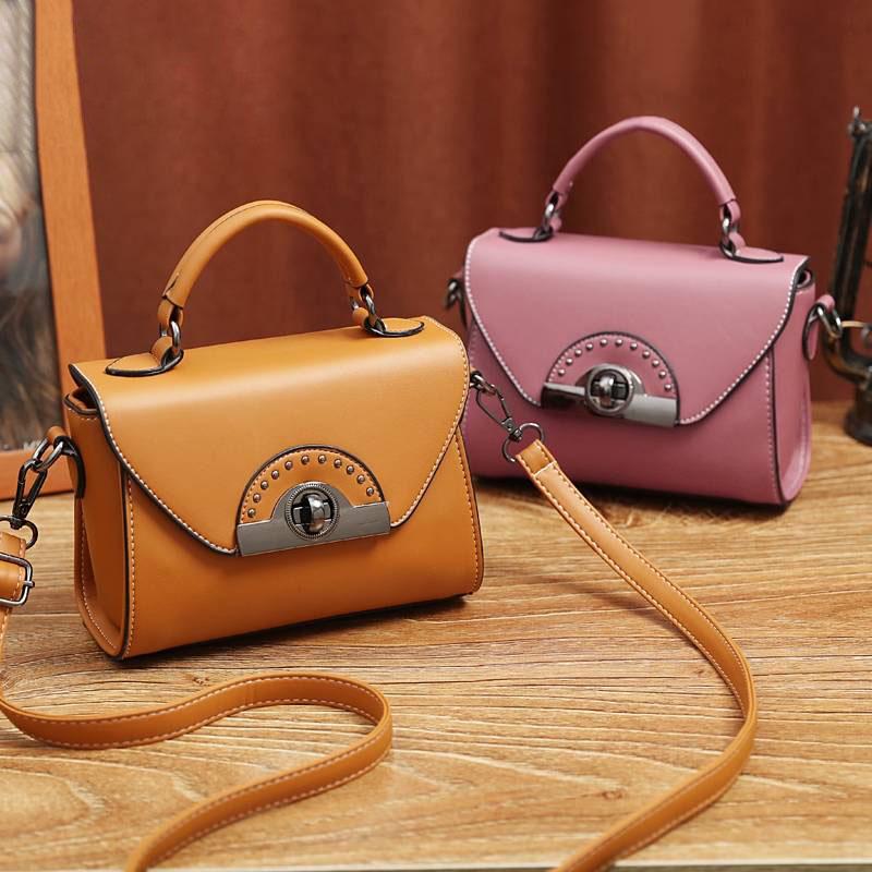 Rivet Crossbody Bag Women Leather Burglar Waterproof Wear-resistant Dark Buckle Tote Shoulder Bags