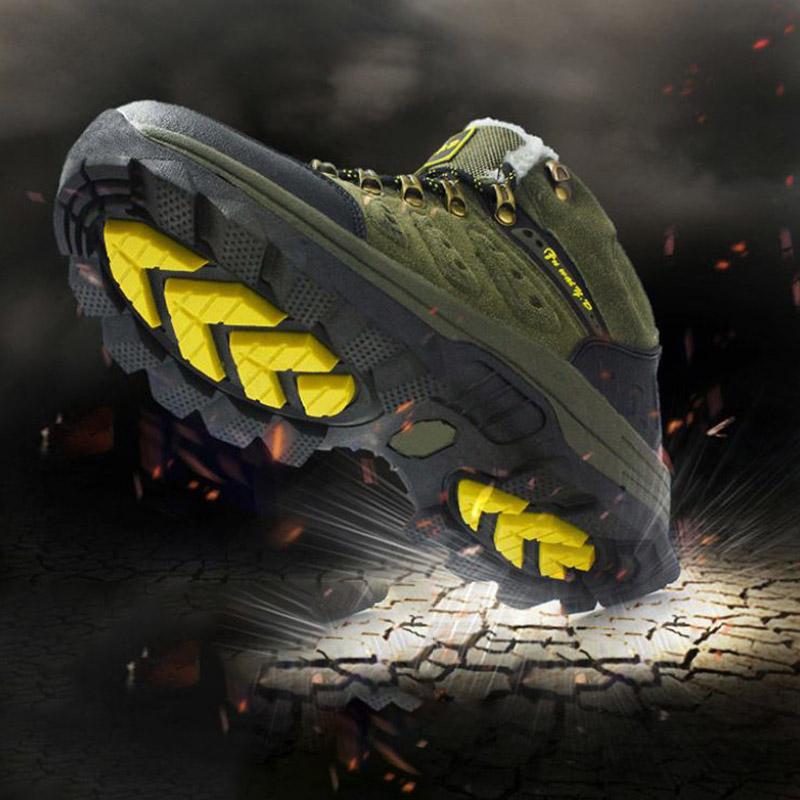 Men's Outdoor High-top Hiking Shoes Winter Plus Velvet Warm Snow Boots Waterproof Non-slip Wear-resistant Hiking Shoes