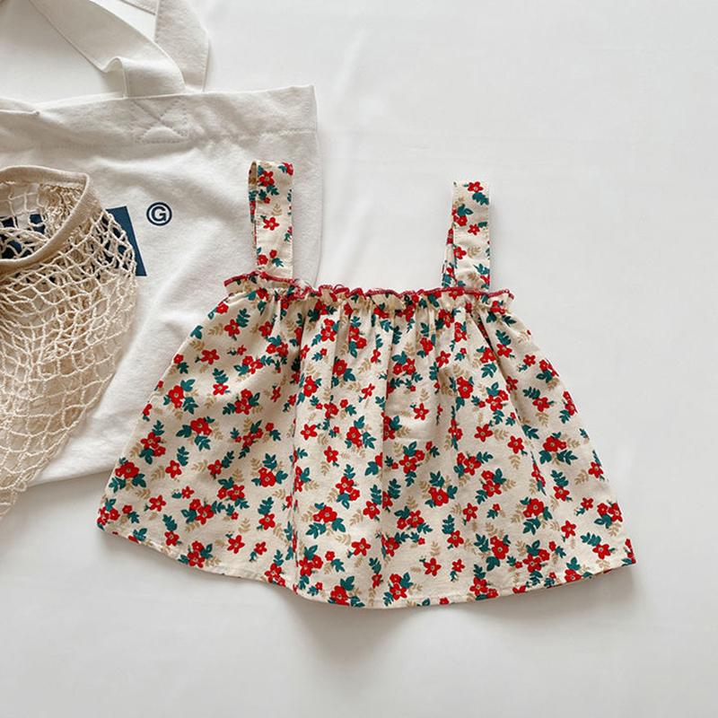 Girls' Suit Summer Fashion Girl Baby Korean Style Comfortable Western Style Sling Cute Shorts Two-piece Suit