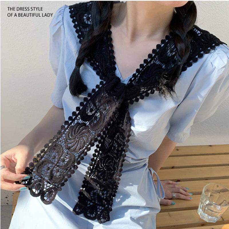 WTEMPO Summer Knitting Little Shawl Women's Thin Solid Color Knotted Lace Neckties Sun Protection Warm Shawl
