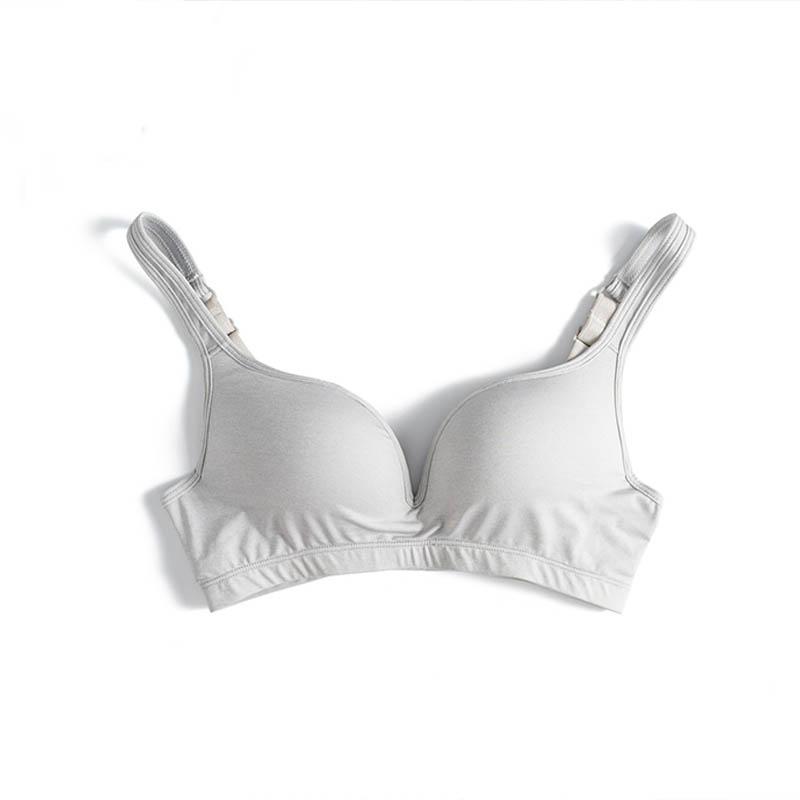 Japanese-style Solid Color No Steel Ring Thickening and Gathering Comfortable Sleep Sports Sweat-absorbing Breathable Fabric Soft Skin-friendly Bra