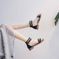 One Word Strap Sandals Women Low-heel Roman Back Zipper Flat Shoes Sweet Style Ladies Sandals Low-heel Sandals Sweet and Cute