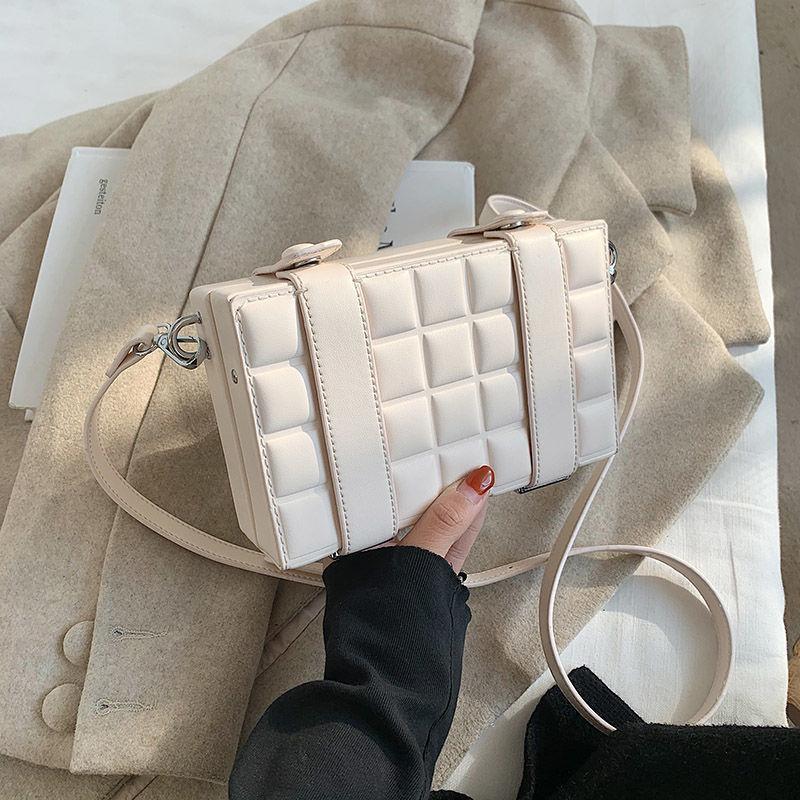 Women Box Bag Handbags Clutch Purse Shoulder Crossbody Bags Button Closure Solid Color PU Leather Purses