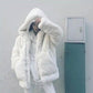 Korean Version of Loose Thick Plush Jacket Women's Hoodie Imitation Rex Rabbit Fur Mid-length Fur Coat Winter