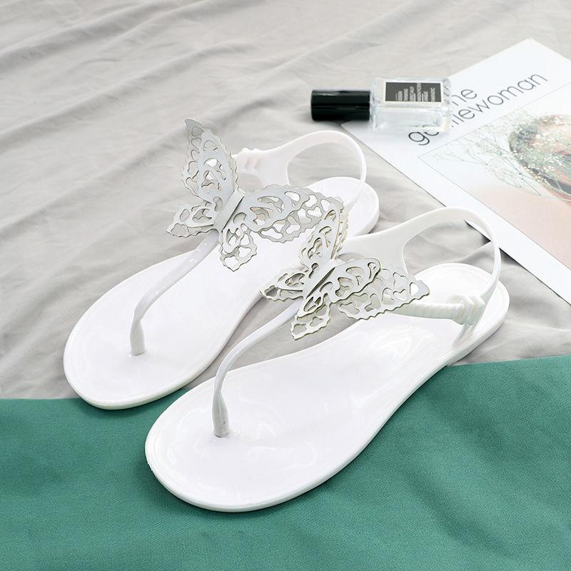 Summer Sandals Female Butterfly Flower Korean Beach Shoes Candy Color Flat Flip-flops Ladies Sandals Student Shoes