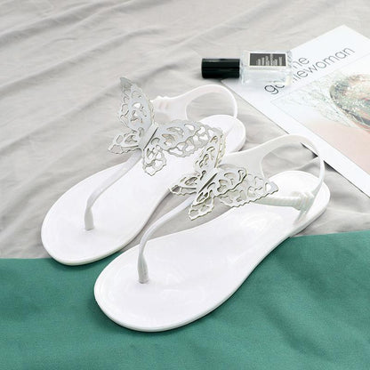 Summer Sandals Female Butterfly Flower Korean Beach Shoes Candy Color Flat Flip-flops Ladies Sandals Student Shoes