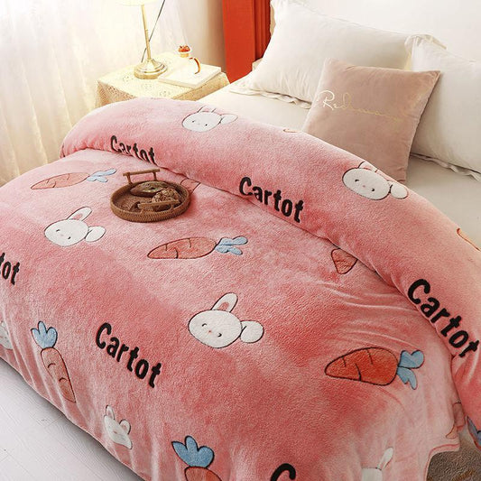 Double-sided Plus Fleece Blanket Sheets To Keep The Bed Warm In Winter Fluffy Coral Fleece Blanket Sofa Blanket Summer Air Conditioning Quilt