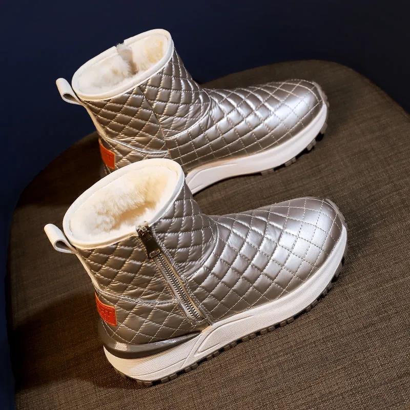 Women's Autumn and Winter Martin Boots Female Plus Size Low Thick Heel Plush Warm Short Boots