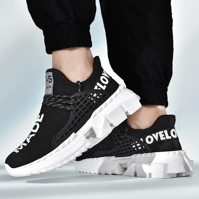 Non-slip Breathable Flying Woven Coconut Sneakers, Square Bottom Fashion Youth Casual Men's Shoes 36-44
