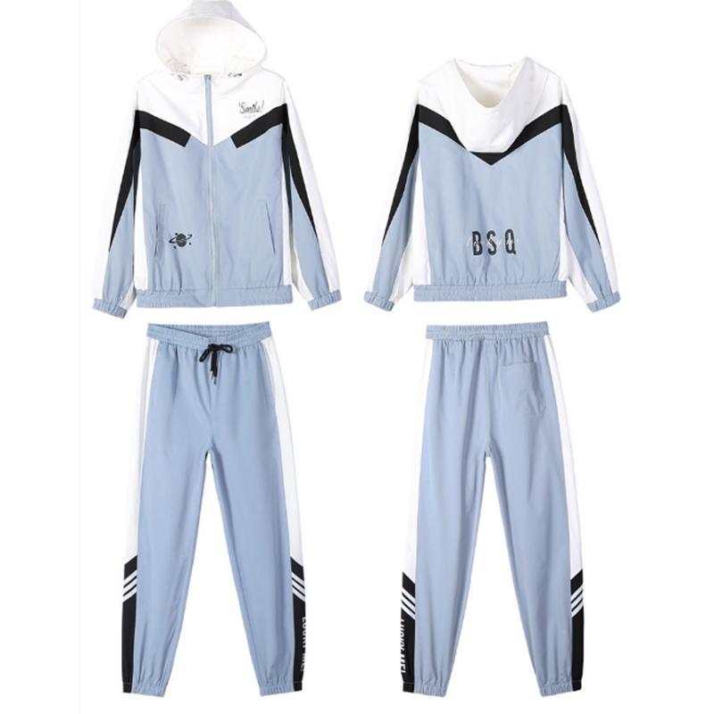Spring and Autumn Student Casual Zipper Sportswear Suit Girls with Hood Loose Windbreaker Jacket Two-piece Sportswear