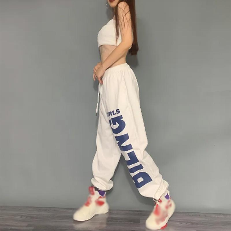 Solid Color Sports Pants Women's Loose-fitting Hip-hop Pants Female Jazz Hip-hop Long Sweatpants Printing