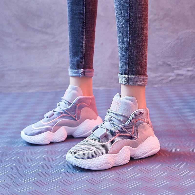 High-top Sneakers Female Students Korean Version of The Wild Harajuku Daddy Shoes Women Casual Running Shoes Women's Single Shoes