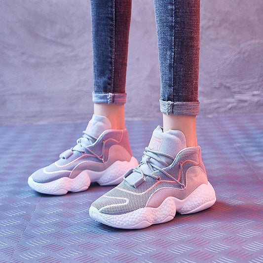 High-top Sneakers Female Students Korean Version of The Wild Harajuku Daddy Shoes Women Casual Running Shoes Women's Single Shoes