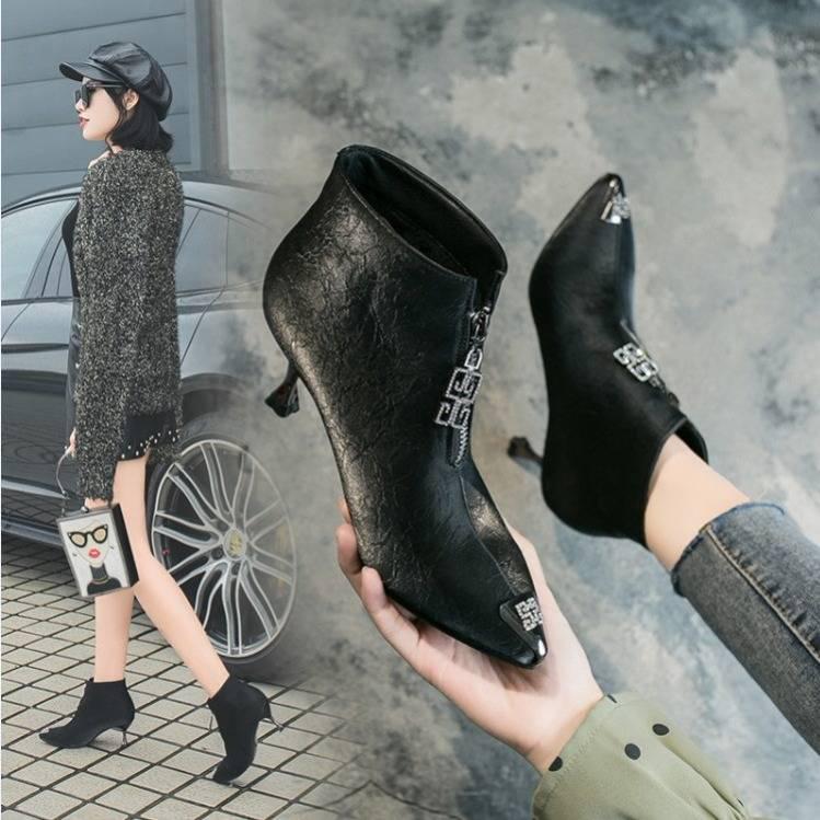 Ankle for Women Short High Heels Pointed Toe Boots Shoes Ladies Shoes