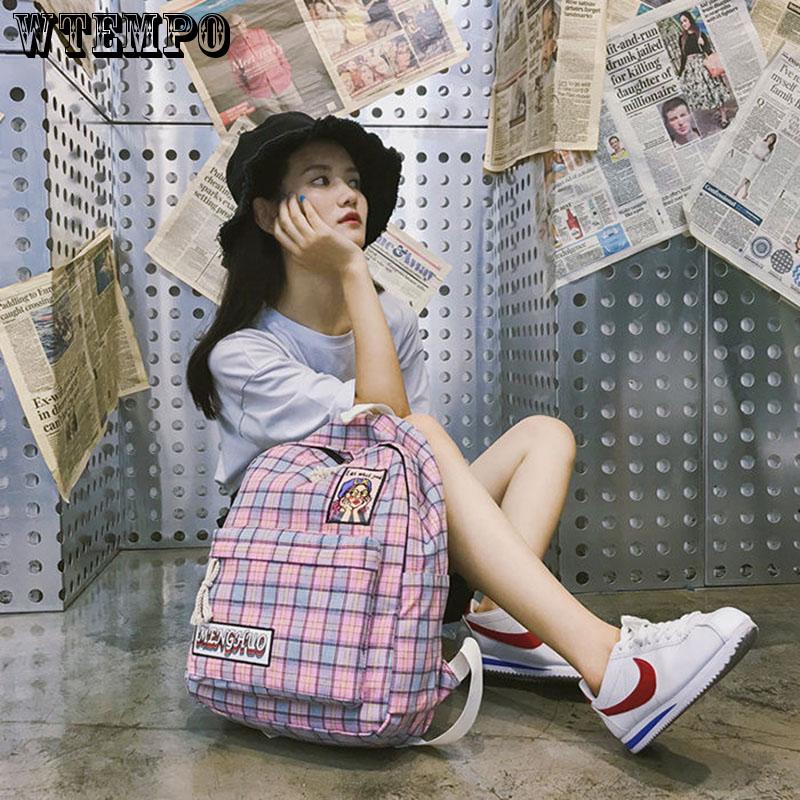 New Cute Plaid Shoulder Bag Female Schoolbag Female Student Campus Large Capacity