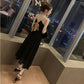 Black Sexy S-XL Women's Chiffon Dress Backless Bowknot Sleeveless Solid Color Elastic Waist Mid-calf Daily Wear Office Dating Party