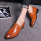 Men's Leather Shoes Soft Sole Large Size Youth Casual Pointed Toe Leather Shoes Slip-On Wedding Groom Breathable Simple Business Leather Shoes