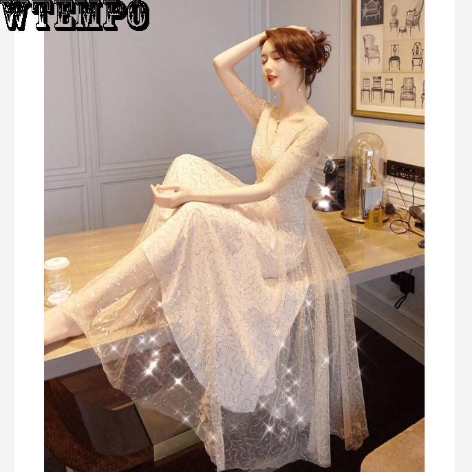 Lace Fairy Skirt Sexy Open Back Skirt Summer Dress Women Sequins Net Skirt Large Size Long