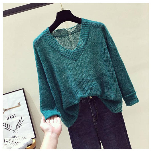 Tops Fashion Spring and Autumn Women's Long Sleeve Comfortable Loose Sweater Openwork Sweater