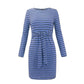 WTEMPOAutumn Winter Sweater Dress Women Sexy Slim Striped Belt Bodycon Dress Female O Neck Long Slee