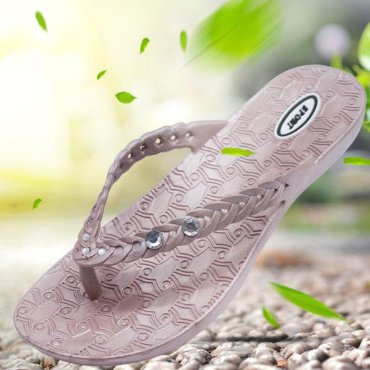 Non-slip Deodorant Flip Flops Women's Summer Fashion Outer Wear Flat-bottomed Casual Non-slip Beach Sandals and Slippers