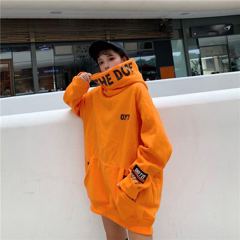 Women Winter Sweatshirts Turtleneck Hooded Pullover Hoodies Oversized Streetwear Hip Hop Tracksuit Plus Size Loose Long Coat Women Top Clothes