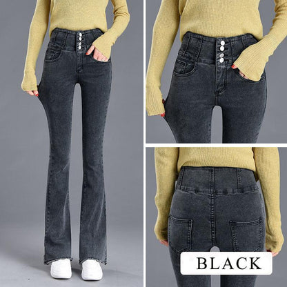 WTEMPO Flare Jeans High Waist Summer Women Casual Ladies Long Pants Bell Bottoms Jeans Denim Trousers