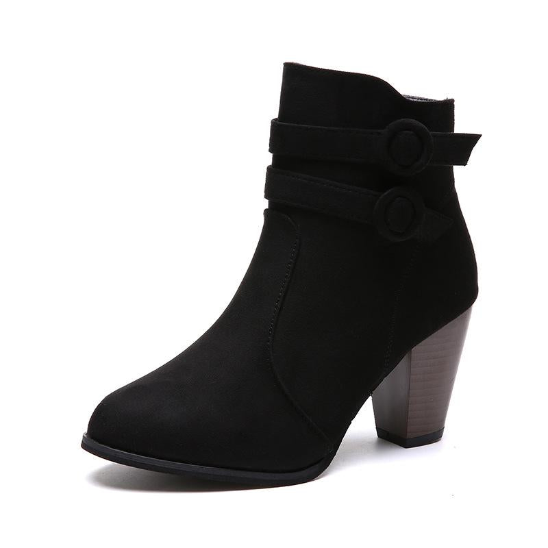 Martin Boots Women's Winter Thick Heel Large Women's Shoes Short Tube Women's Shoes Warm Snow Boots Women Fashion Zipper Boots